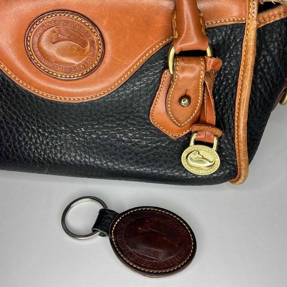 Vintage Dooney & Bourke Leather Satchel Handbag.Brown/ Blue Pebble Leather - Picture 3 of 16